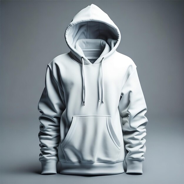 Leere weiße Hoodie-Vorlage Hoodie-Sweatshirt mit langen Ärmeln mit Ausschnittstraße