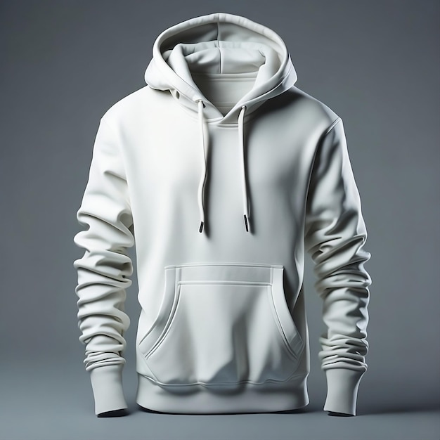 Leere weiße Hoodie-Vorlage Hoodie-Sweatshirt mit langen Ärmeln mit Ausschnittstraße