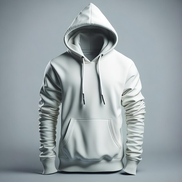 Leere weiße Hoodie-Vorlage Hoodie-Sweatshirt mit langen Ärmeln mit Ausschnittstraße