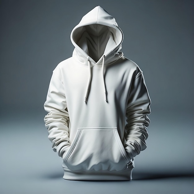 Leere weiße Hoodie-Vorlage. Hoodie-Sweatshirt mit langen Ärmeln und Clipping-Pfad-Hoodie für Design