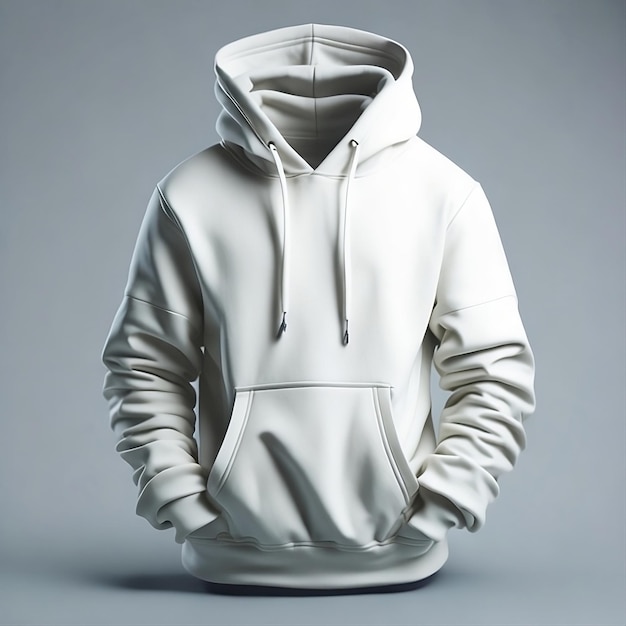 Leere weiße Hoodie-Vorlage. Hoodie-Sweatshirt mit langen Ärmeln und Clipping-Pfad-Hoodie für Design