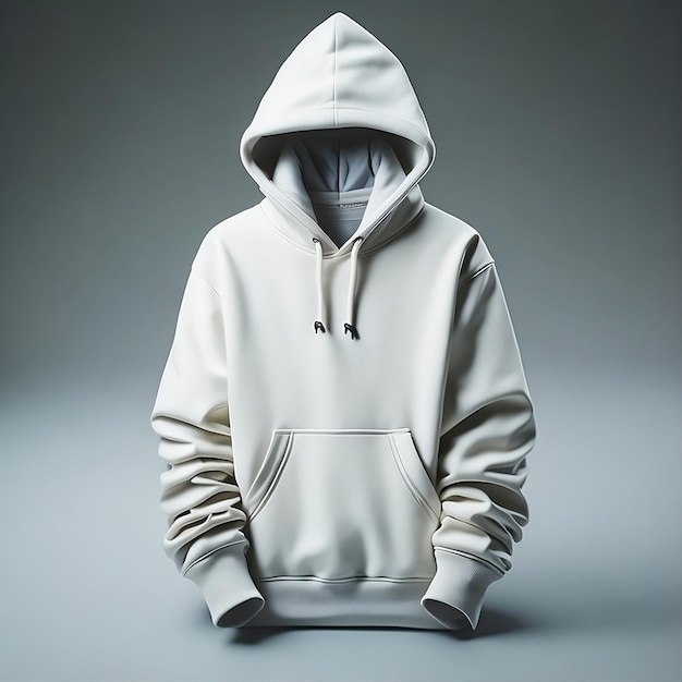 Leere weiße Hoodie-Vorlage. Hoodie-Sweatshirt mit langen Ärmeln und Clipping-Pfad-Hoodie für Design