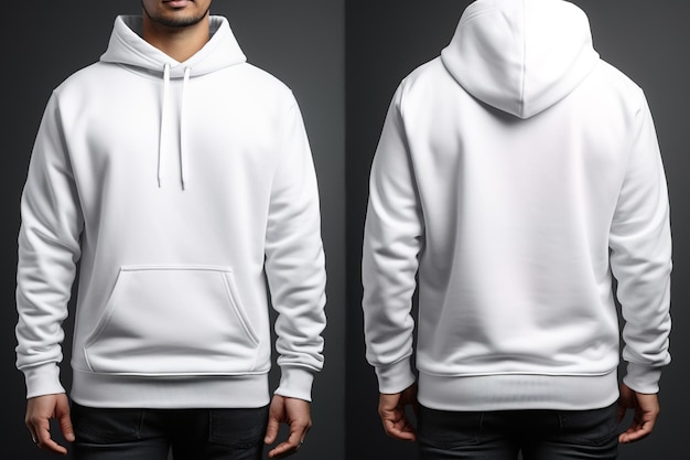 leere weiße Langärmel-Hoodie für Männer für Design-Modelle