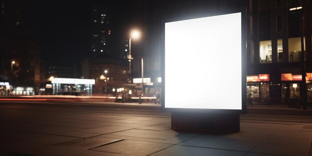 Leere weiße Plakatbeschilderung, leeres Infobanner, Straßenbanner, Attrappe für Werbung, generiert durch KI