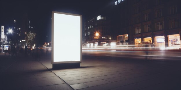 Leere weiße Plakatbeschilderung, leeres Infobanner, Straßenbanner, Attrappe für Werbung, generiert durch KI