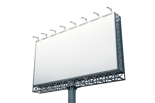 Leere weiße Plakatwand isoliert auf hellem Hintergrund Perspektivansicht Mock-up 3D-Rendering