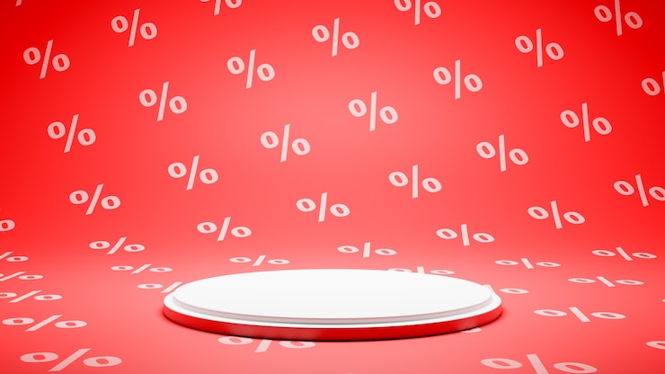 Foto leere weiße plattform auf percent sign pattern studio