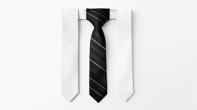 Leere weiße und schwarze Krawatte für Mock-up-Design, isolierte generative KI