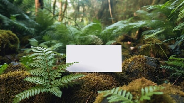 Leere weiße Visitenkarten-Mockup-Naturhintergrund Generative KI