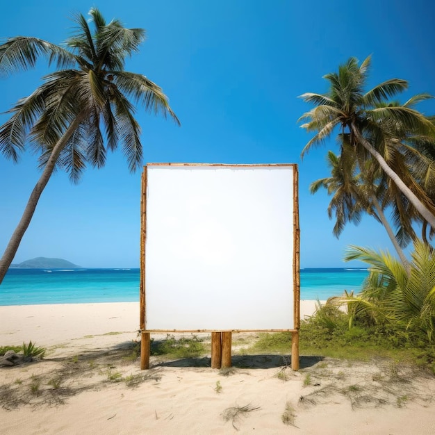 Leere Werbetafel mit Blick auf den Strand