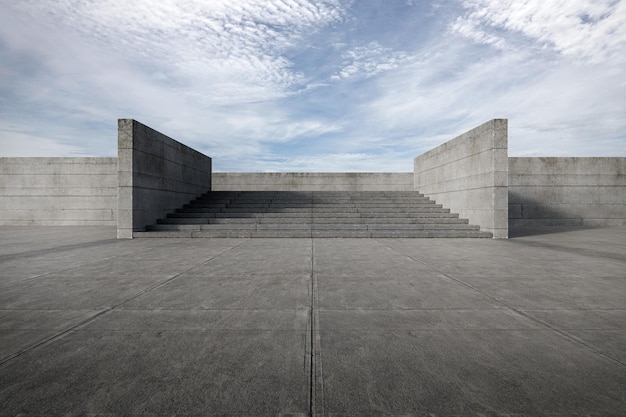 Foto leerer betonboden zum parken 3d-darstellung des abstrakten hintergrunds der außenarchitektur