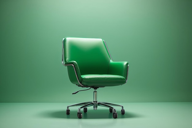 Leerer Bürostuhl mit grünem Hintergrund