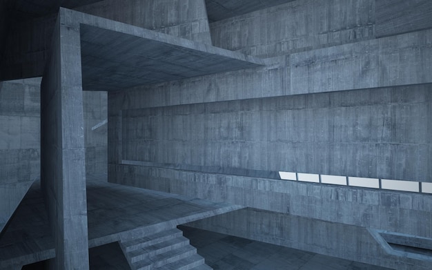 Leerer dunkler abstrakter Betonraum glatter Innenraum Architektonischer Hintergrund Nachtansicht