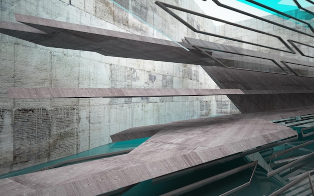 Leerer dunkler abstrakter glatter Innenraum Architektonischer Hintergrund 3D-Darstellung