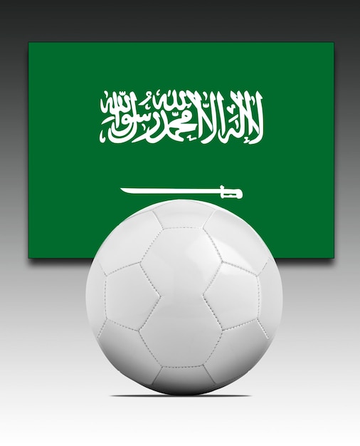 Leerer Fußball mit saudi-arabischer Nationalmannschaftsflagge