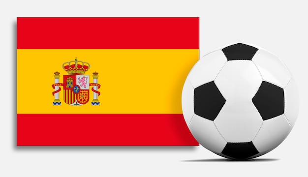 Leerer Fußball mit spanischer Nationalmannschaftsflagge