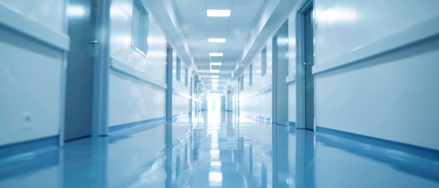 Leerer Geschäftskorridor Ein verwirrter Hintergrund mit modernen Labor- und medizinischen Einrichtungen