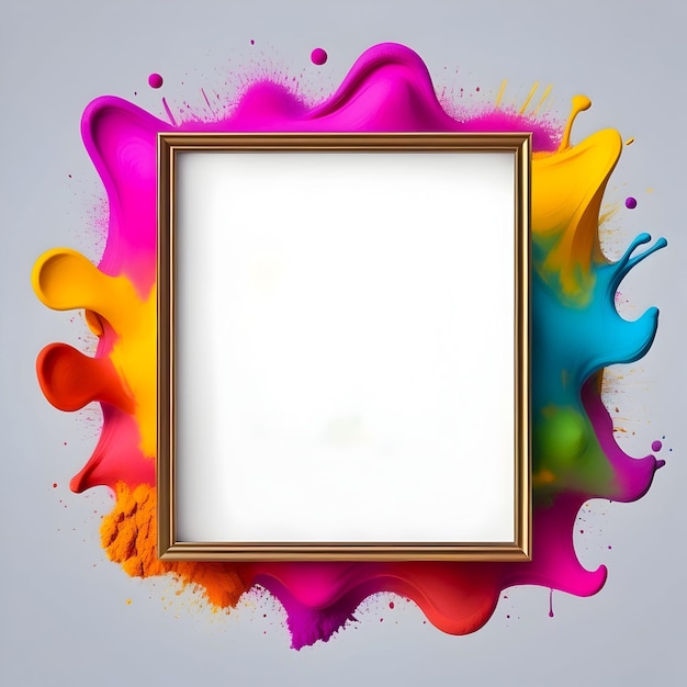 Leerer Holi-Foto-Rahmen-Mockup mit einigen Farbstrichern