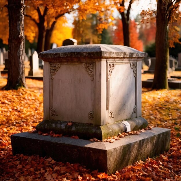 Leerer leerer Grabstein auf dem Friedhof Nachrichtenkommunikation aus der Beerdigung