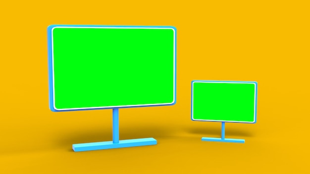 Leerer Plakatständer Green-Screen-Werbung Banner für Marketing Leere 3D-Darstellung