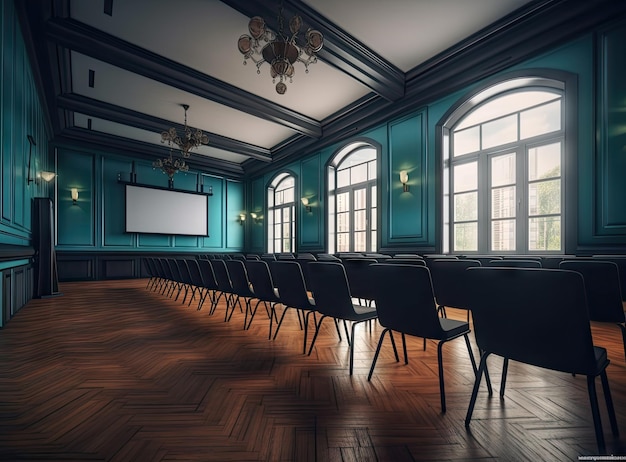 Leerer Präsentationsraum bereit für Besprechungen