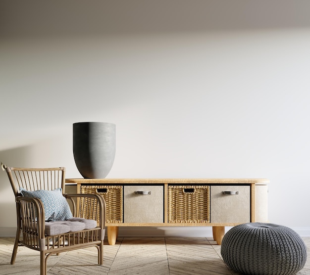 leerer Raum an der Wand im modernen minimalistischen Interieur 3D-Rendering
