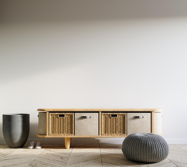 leerer Raum an der Wand im modernen minimalistischen Interieur 3D-Rendering
