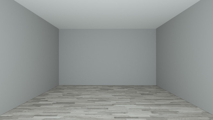 Foto leerer raum aus holzparkett mit bemalten wänden 3d-rendering