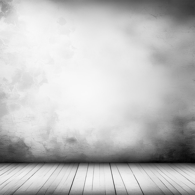 Foto leerer raum, graue wand, weißer holzhintergrund
