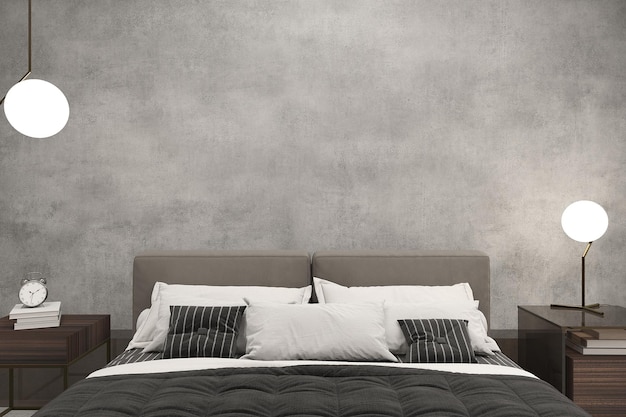Leerer Raum mit einem grauen Wandmodell