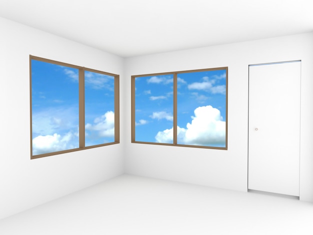 Leerer Raum mit Fenster und Tür