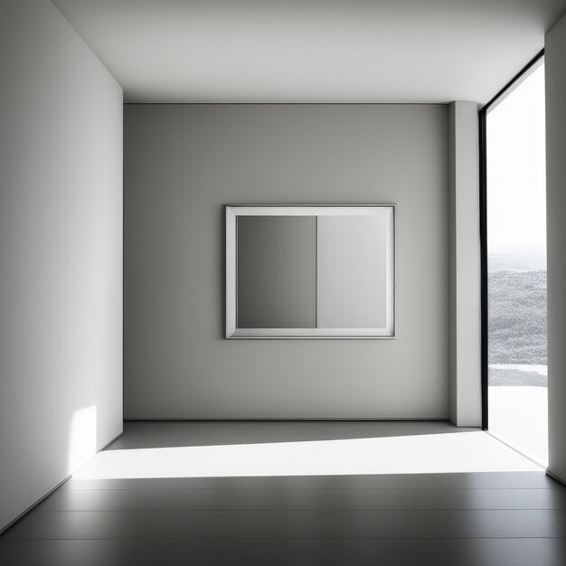 Foto leerer raum mit leeren bildrahmen, moderne galerie, weiße wand mit leeren 3d-rahmen