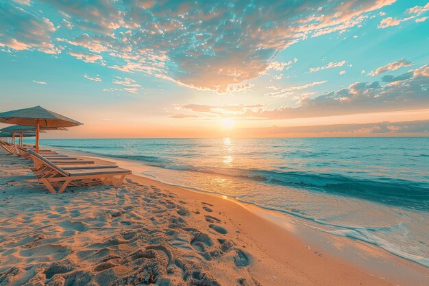 Foto leerer strand bei tagesanbruch tourismus und reisen