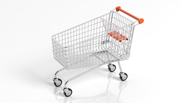 Leerer Supermarkt-Einkaufswagen isoliert auf weißem Hintergrund