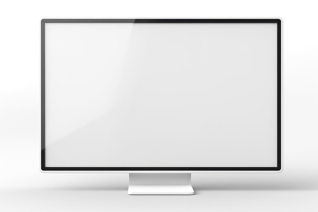 Leerer, weißer, moderner Technologie-Computerbildschirm, LCD, schwarzer Monitor, digitales Design, flacher Fernseher, breite Illustration