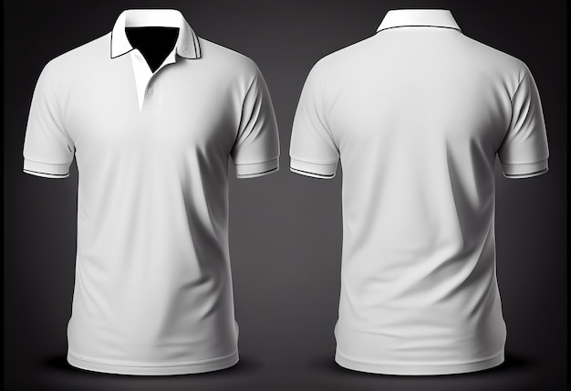 Leeres Hemd mit Kragen Mock-up-Vorlage Vorder- und Rückansicht isoliert auf weißem T-Shirt-Mockup Polo-T-Shirt-Design-Präsentation für den Druck Generative KI