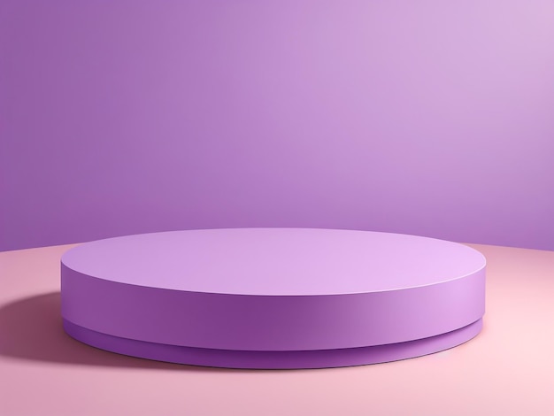 Leeres Magenta-Zylinder-Podium, das auf violettem Hintergrund schwebt 3D-Leere lila Podest-Mockup-Raum f