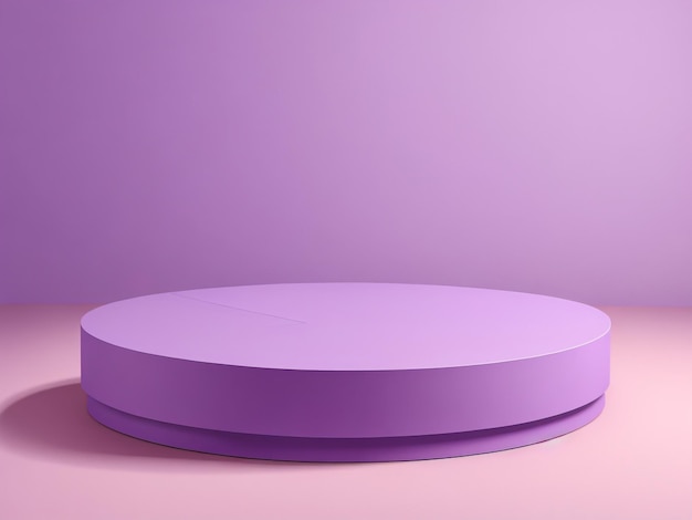 Leeres Magenta-Zylinder-Podium, das auf violettem Hintergrund schwimmt 3D-Leere lila Podest-Mockup-Raum f