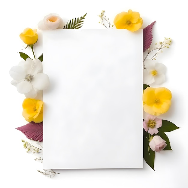 Leeres Papier mit umgebenen Blumen