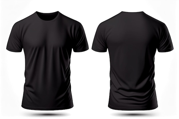 Leeres schwarzes Hemd Mock-up-Vorlage Vorder- und Rückansicht isoliert auf weißem, schlichtem T-Shirt-Mockup T-Shirt-Pullover-Sweatshirt-Design-Präsentation für den Druck