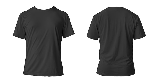 Leeres schwarzes, sauberes T-Shirt-Modell isolierte Vorderansicht Leeres T-Shirt-Modellmodell Mock-up Klares Stofftuch für Fußball- oder Style-Outfit-Vorlage