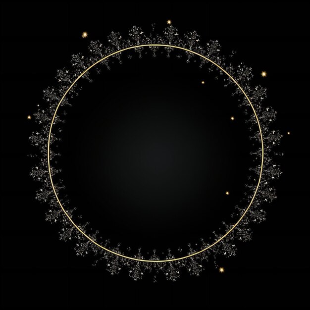 Foto leeres weihnachtskreis-design-element flacher stil auf schwarzem hintergrund