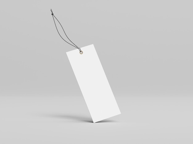 Leeres weißes quadratisches Etikettenmodell, Kleidungsetikett, 3D-Rendering, 3D-Modellierung