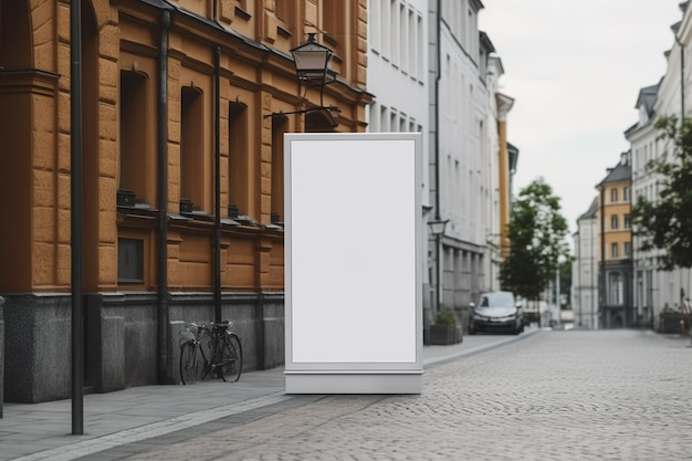 Leeres weißes Schild auf der Straße, 3D-Darstellung