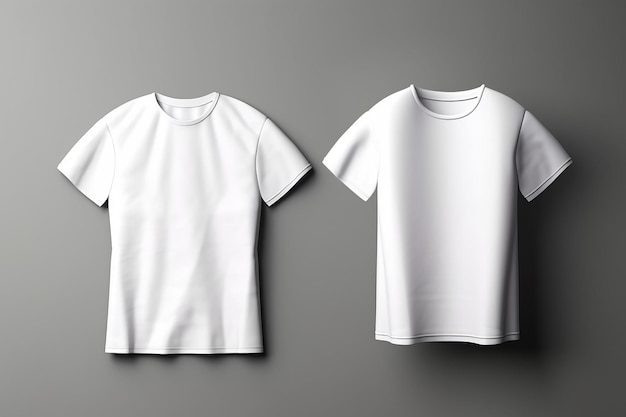 Leeres weißes T-Shirt-Modell, Vorderansicht isoliert auf grauem Hintergrund. Generative KI