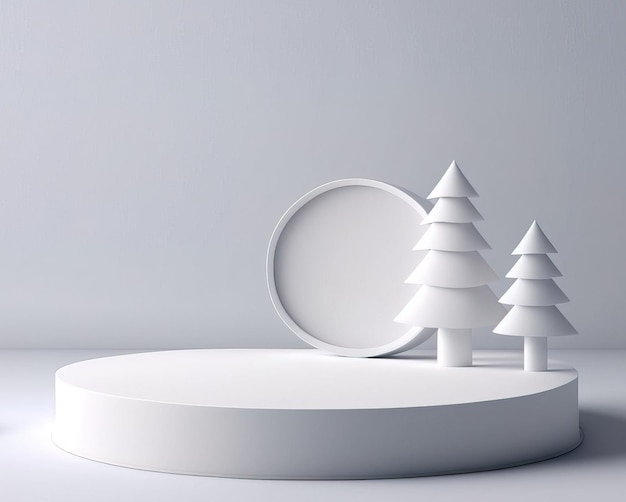 Leeres weißes Weihnachtsprodukt Podium Podest Hintergrund 3D-Rendering