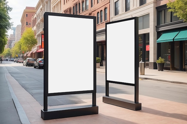 Foto leeres werbetafel-outdoor-mockup auf dem bürgersteig im stadtzentrum