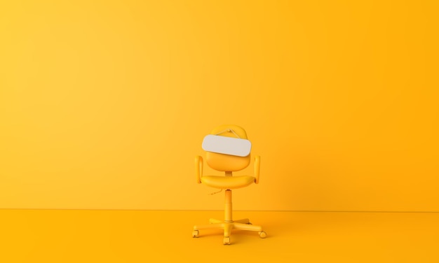 Leeres Zeichen auf einem leeren Stuhl. Einstellung eines neuen Stellenangebotskonzepts. 3D-Rendering.