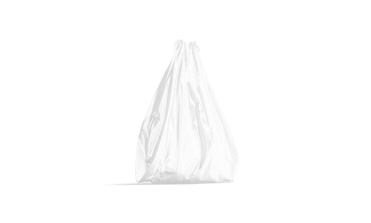 Foto leerweiß volles t-shirt plastikbeutel-mockup-stand halb umgekehrte ansicht