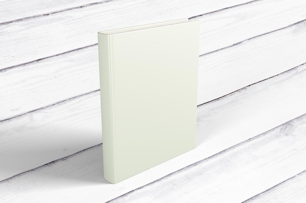 Leerweißes Buchdeckel auf Holzboden-Mockup
